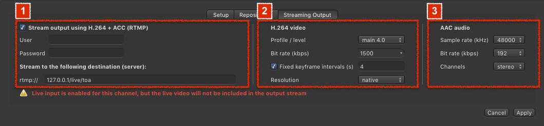 13.13 Configuring Optional RTMP Streaming Output (v2.5) screenshot 2