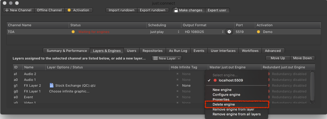 13.15 Quitting or Deleting an Engine (v2.5) screenshot 2
