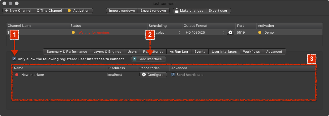 13.22 Restricting the Interfaces which can connect to a Channel (v2.5) screenshot