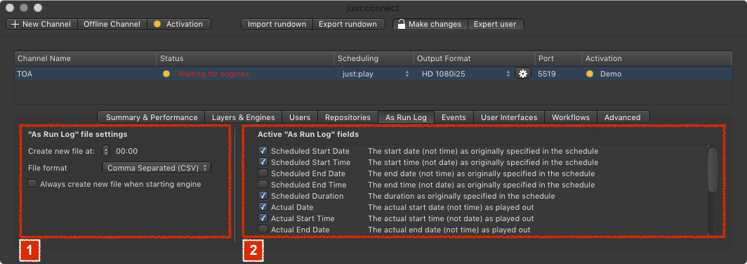 13.20 Configuring the 'As Run Log' File (v2.5) screenshot 2