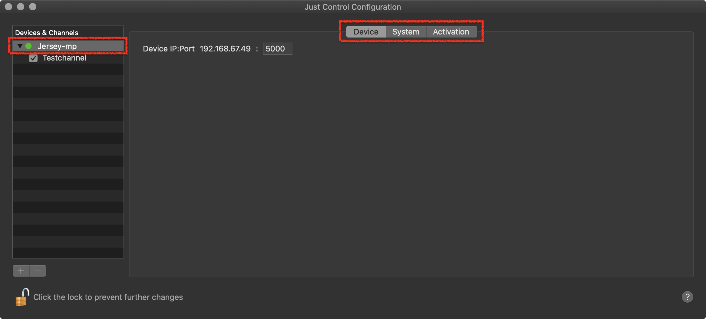 11. Just Control Configuration Window Overview & Preferences (v3.0) screenshot 4