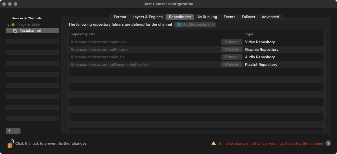 12.6 Channel - Repositories Tab (v.4.x) screenshot