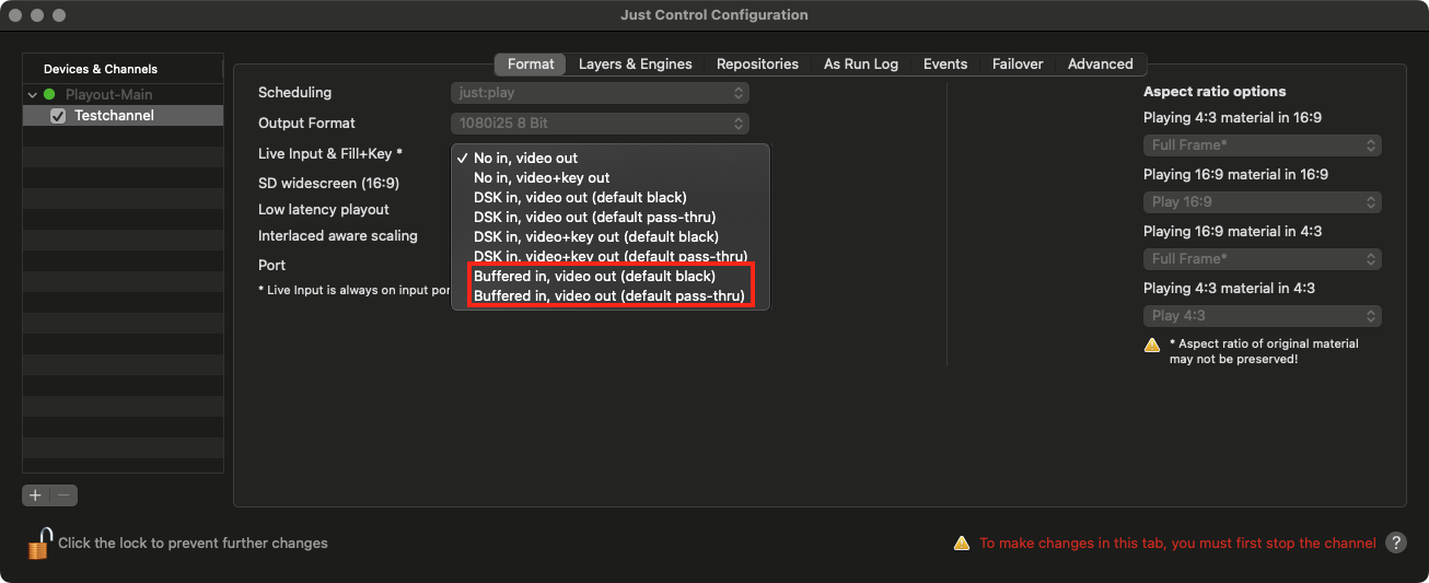 5.3 Buffered Switch to Live Configuration (AJA, Blackmagic Design, NDI®,SRT,UDP,ST-2110) (v.5.x) screenshot