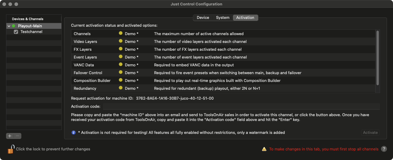 12.3 Device - Activation Tab (v.5.x) screenshot 1