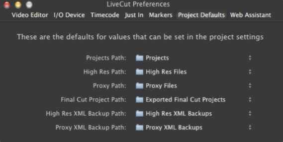 6.10 Project Defaults screenshot