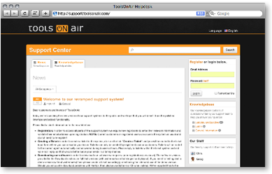 13. ToolsOnAir Helpdesk screenshot